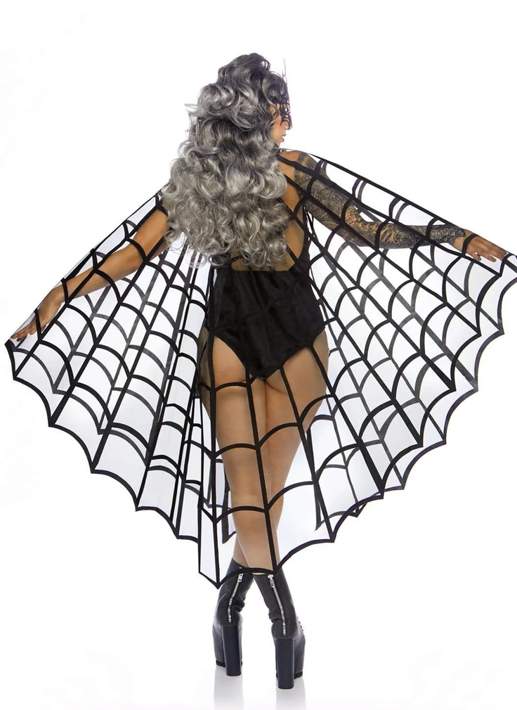 86868 Velvet Spider Web Cape Costume Poncho