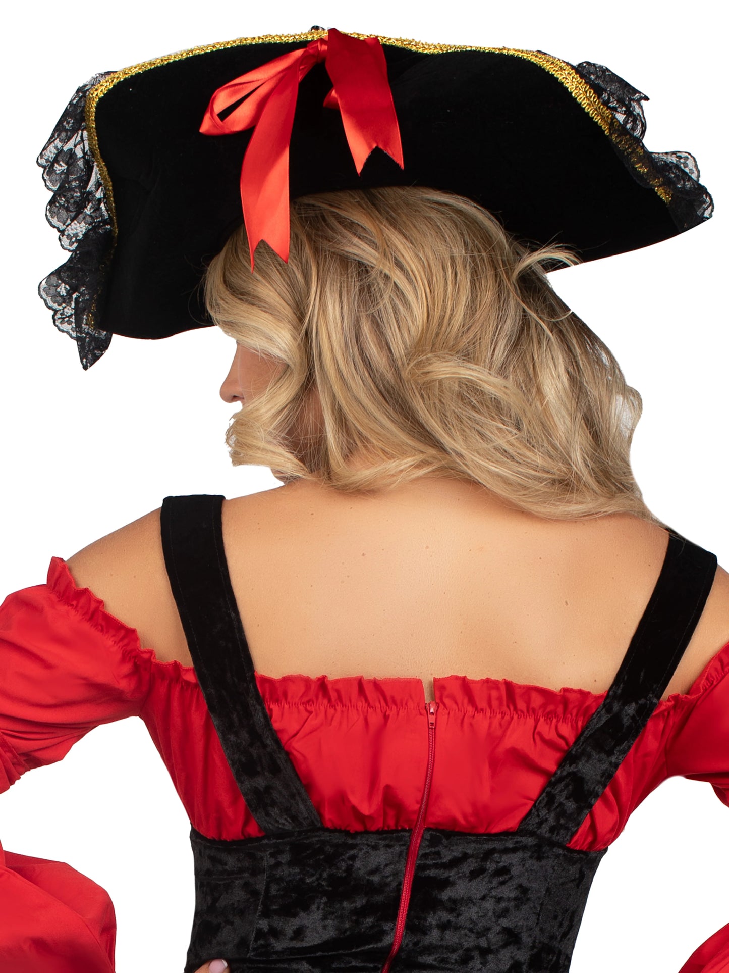 2098 Swashbuckler Pirate Hat With Lace Trim