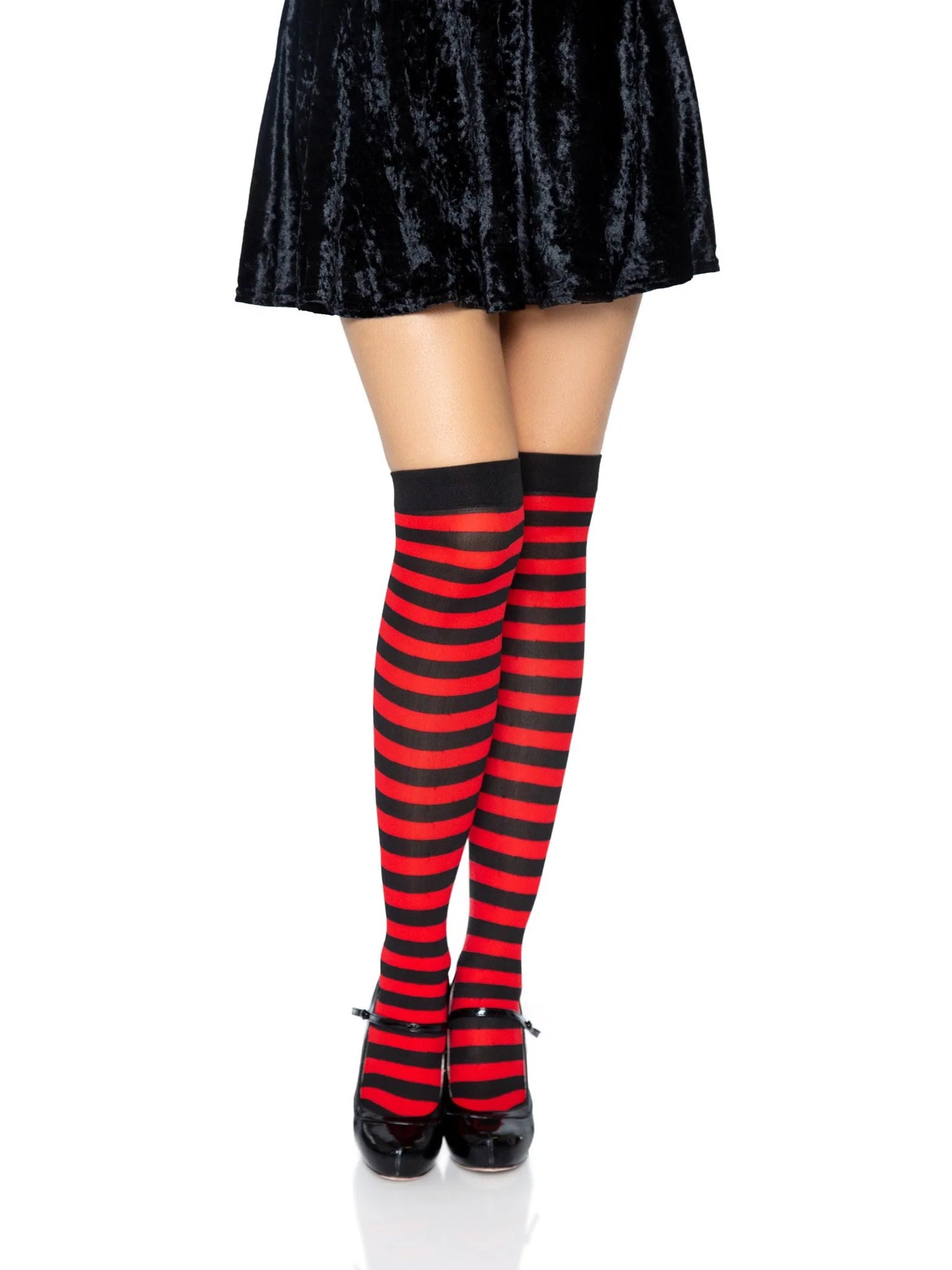 6005 Cari Striped Stockings red and black