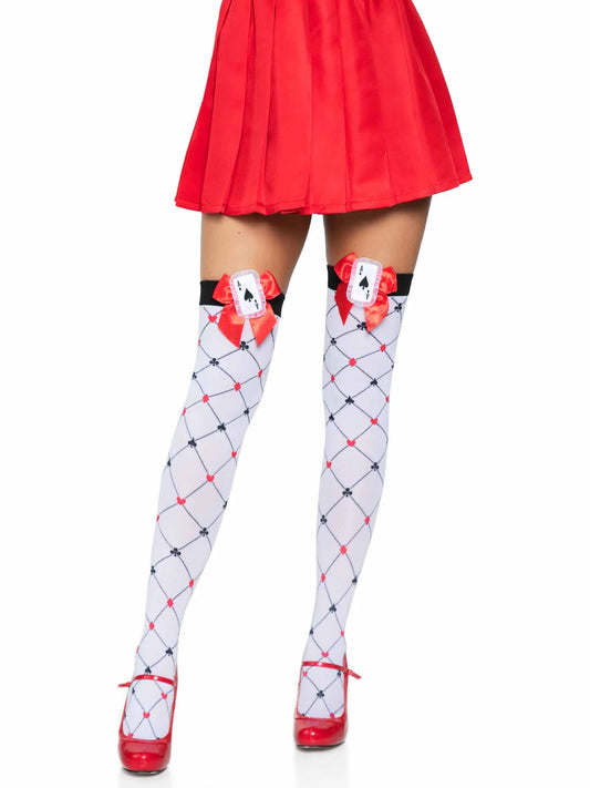 6214 Card Suit Thigh High Stockings