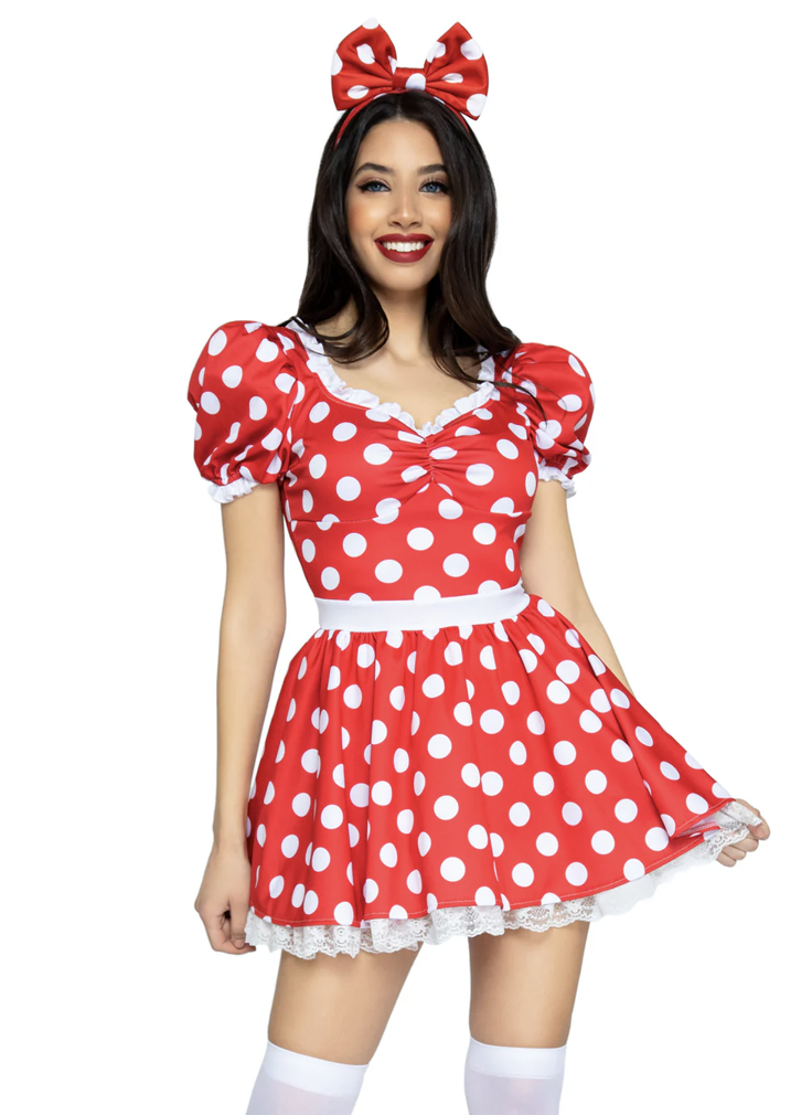 87087 Polka Dot Dress With Headband Costume