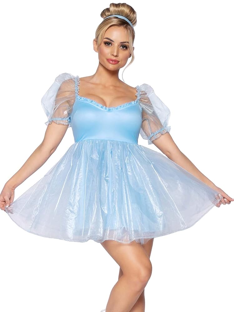 87105 Blue Frosted Organza Babydoll Dress