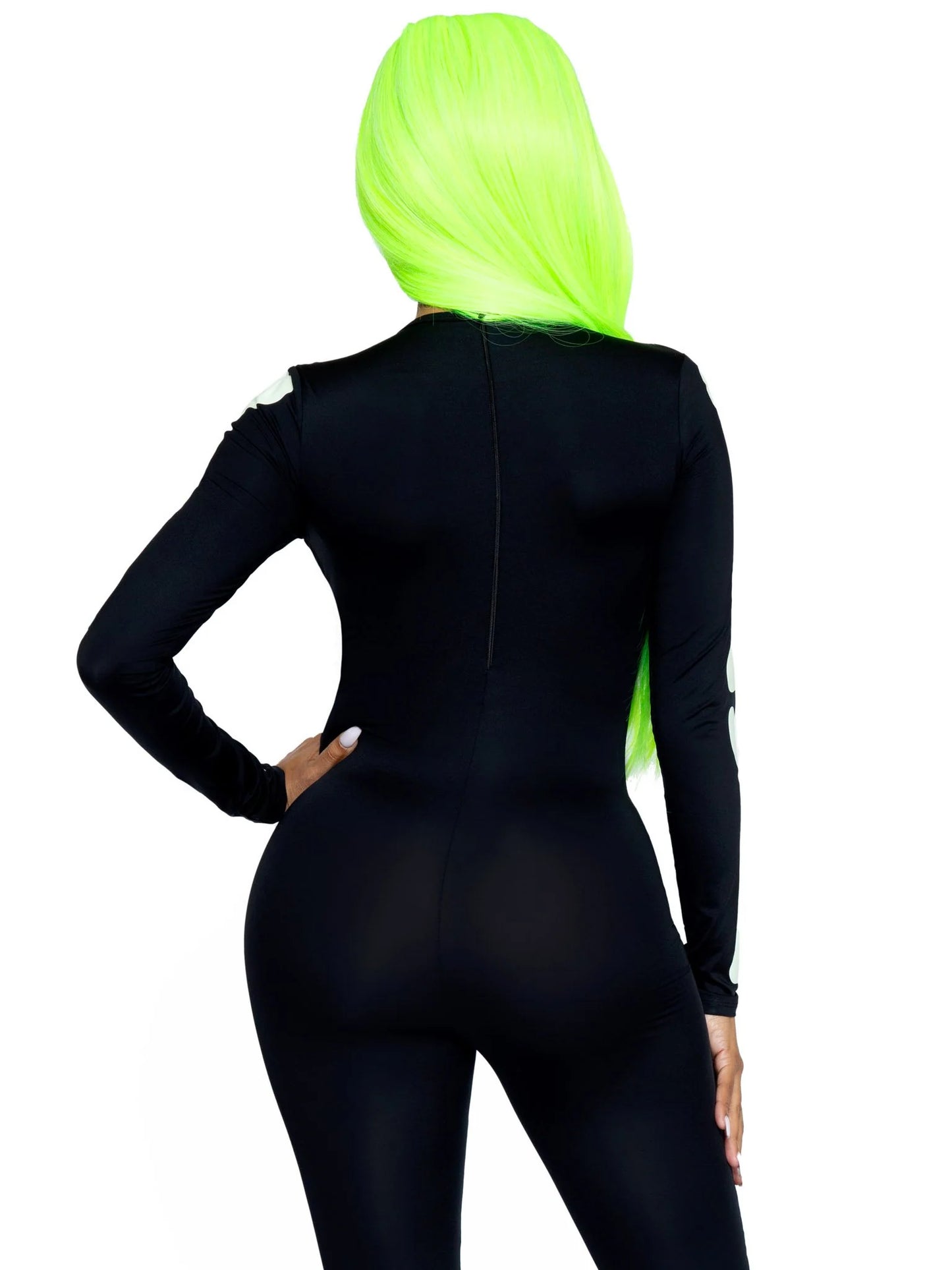 85346 Spandex Printed Glow-in-the-dark Skeleton Catsuit