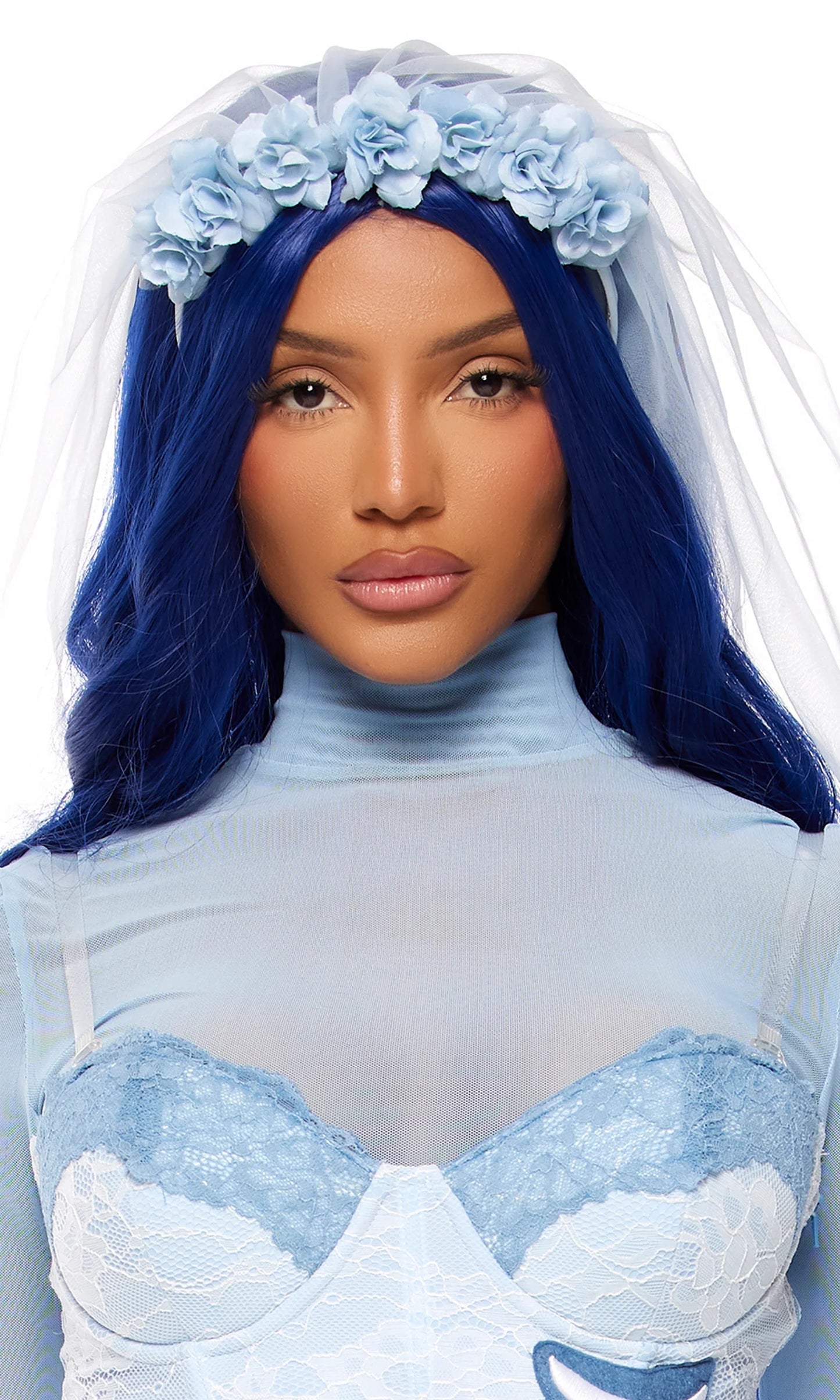 995540 Blue Wavy Wig