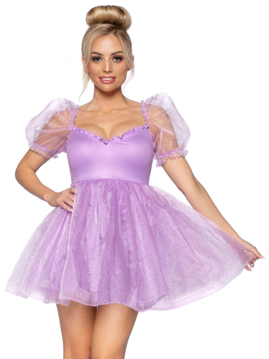 87105 Lavender Frosted Organza Babydoll Dress