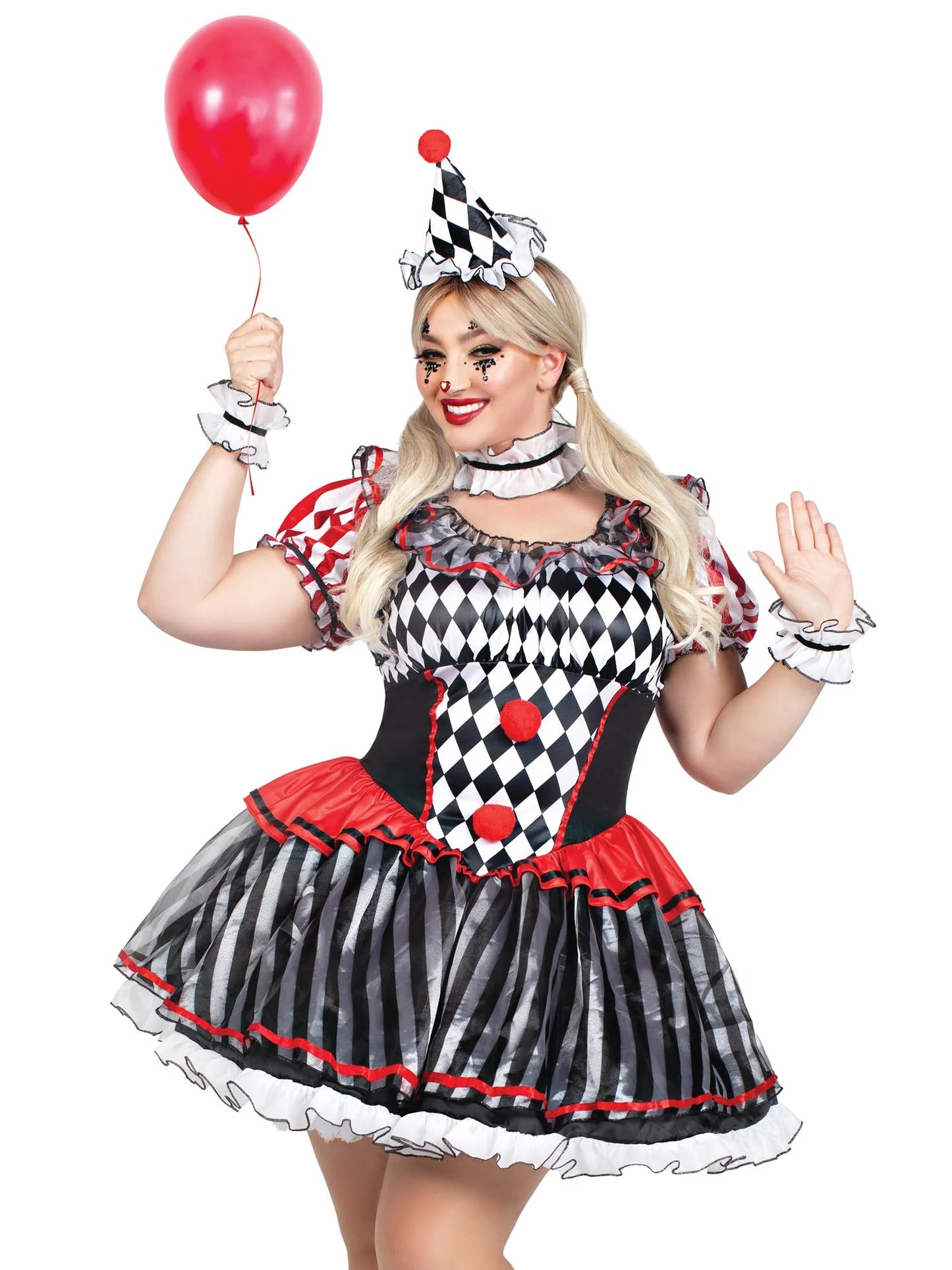 87245X Plus Darling Harlequin Costume