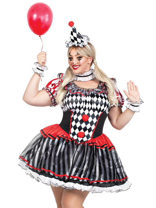 87245X Plus Darling Harlequin Costume