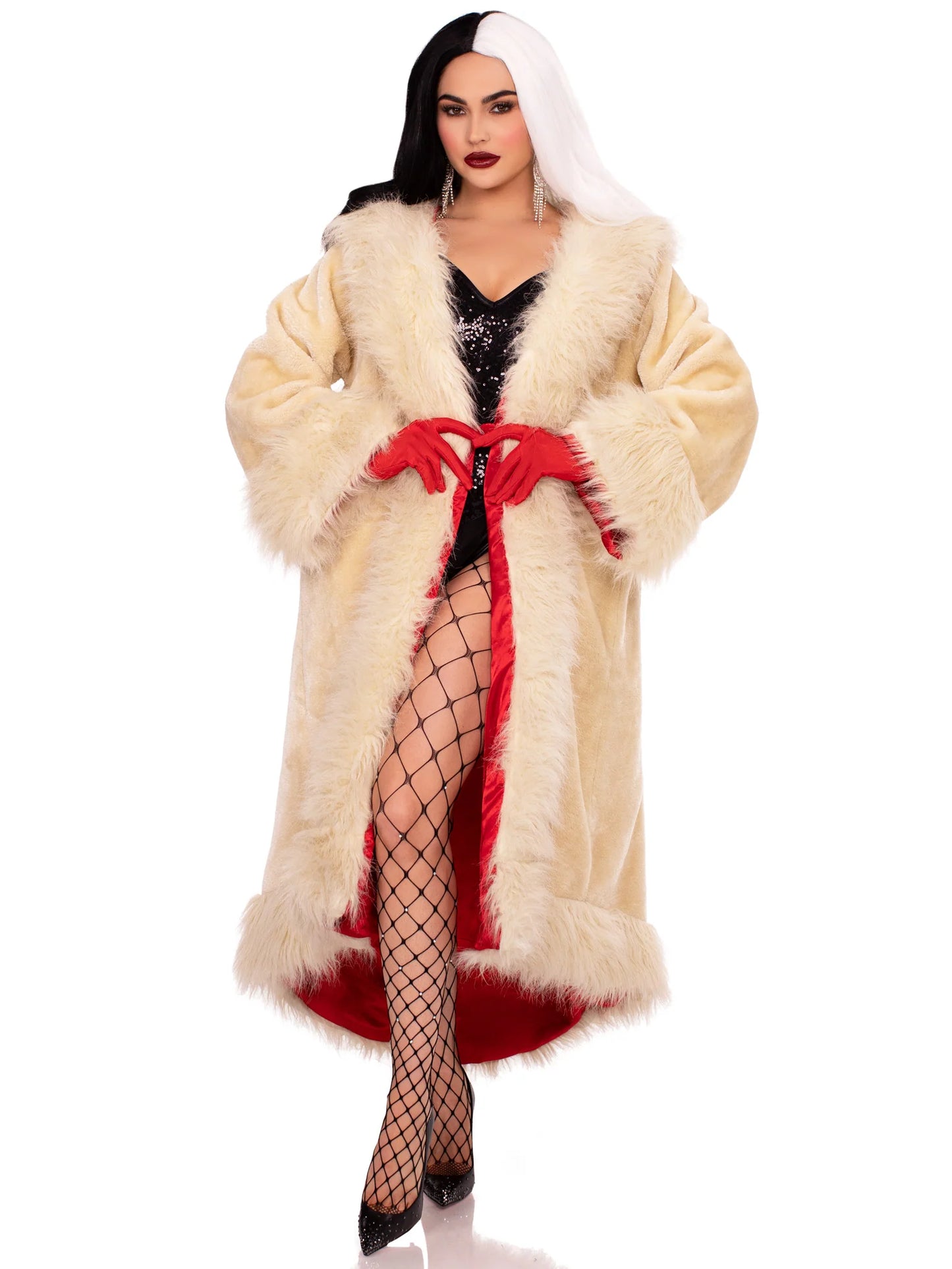 87309 Villainess Satin Lined Faux-Fur Coat