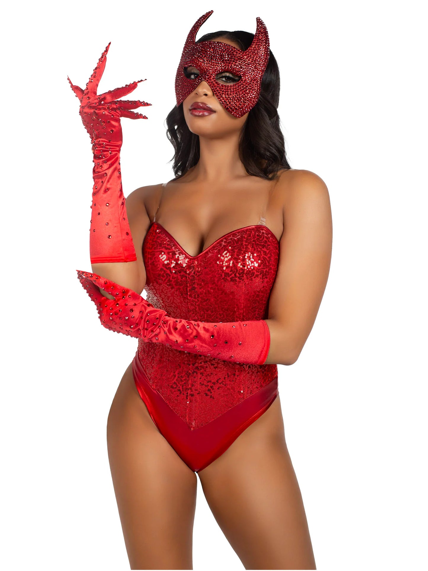 A2893 Rhinestone Devil Mask