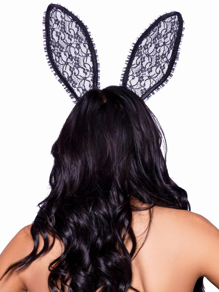 a2912 Bendable Lace Bunny Ears Black