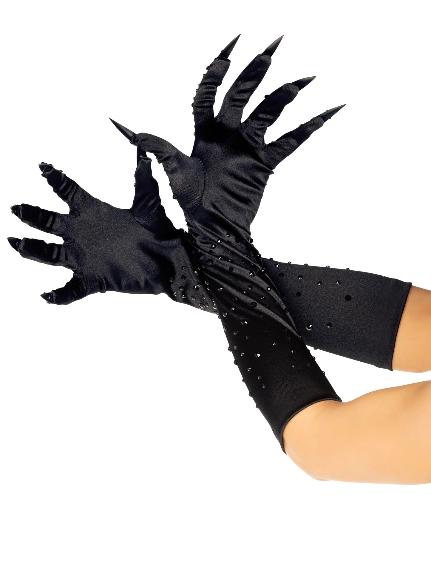 a2918 Rhinestone Claw Gloves Black