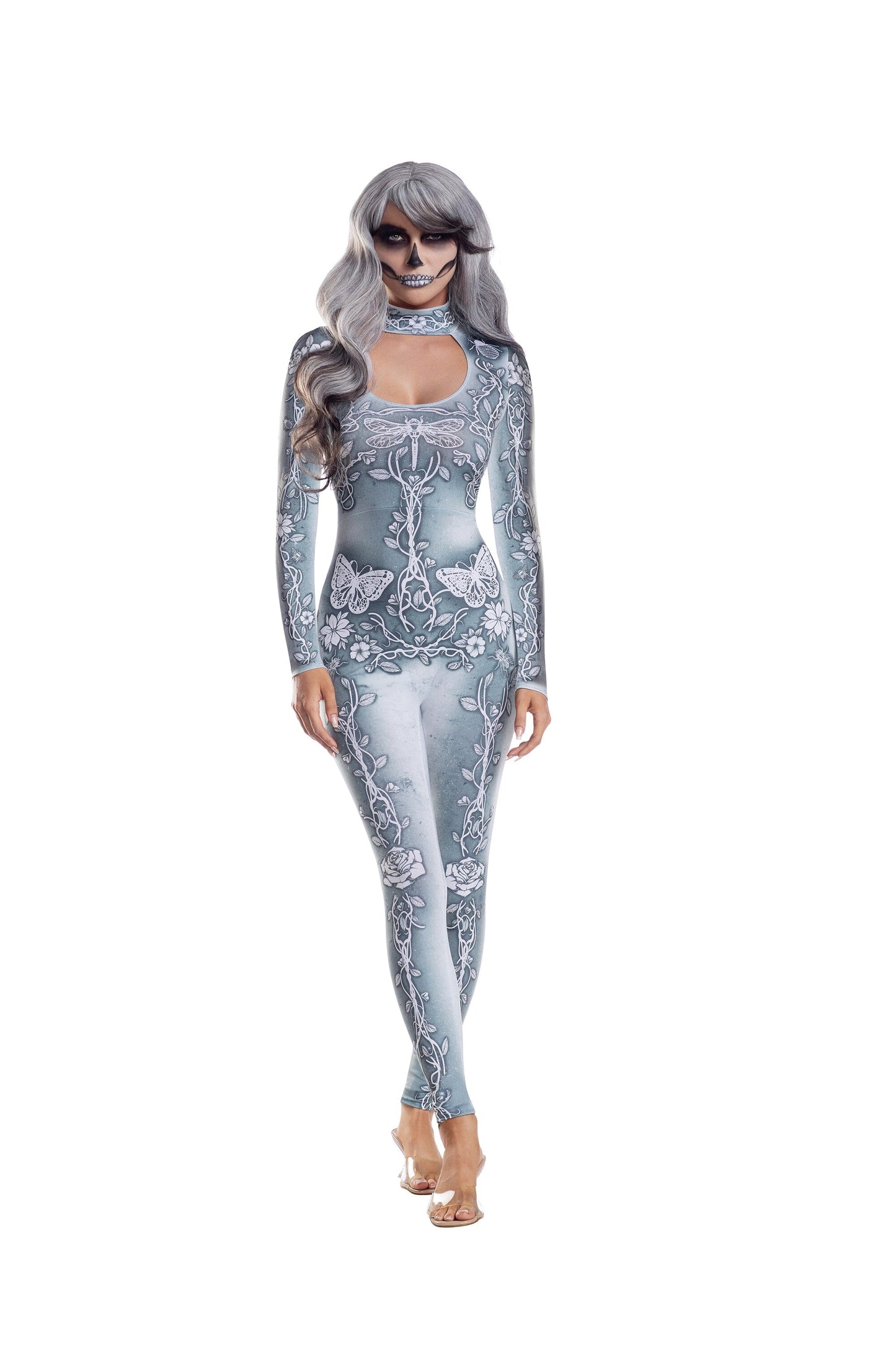13813 Dreamgirl Beautiful Bones Sublimated Jumpsuit Women’s Costume