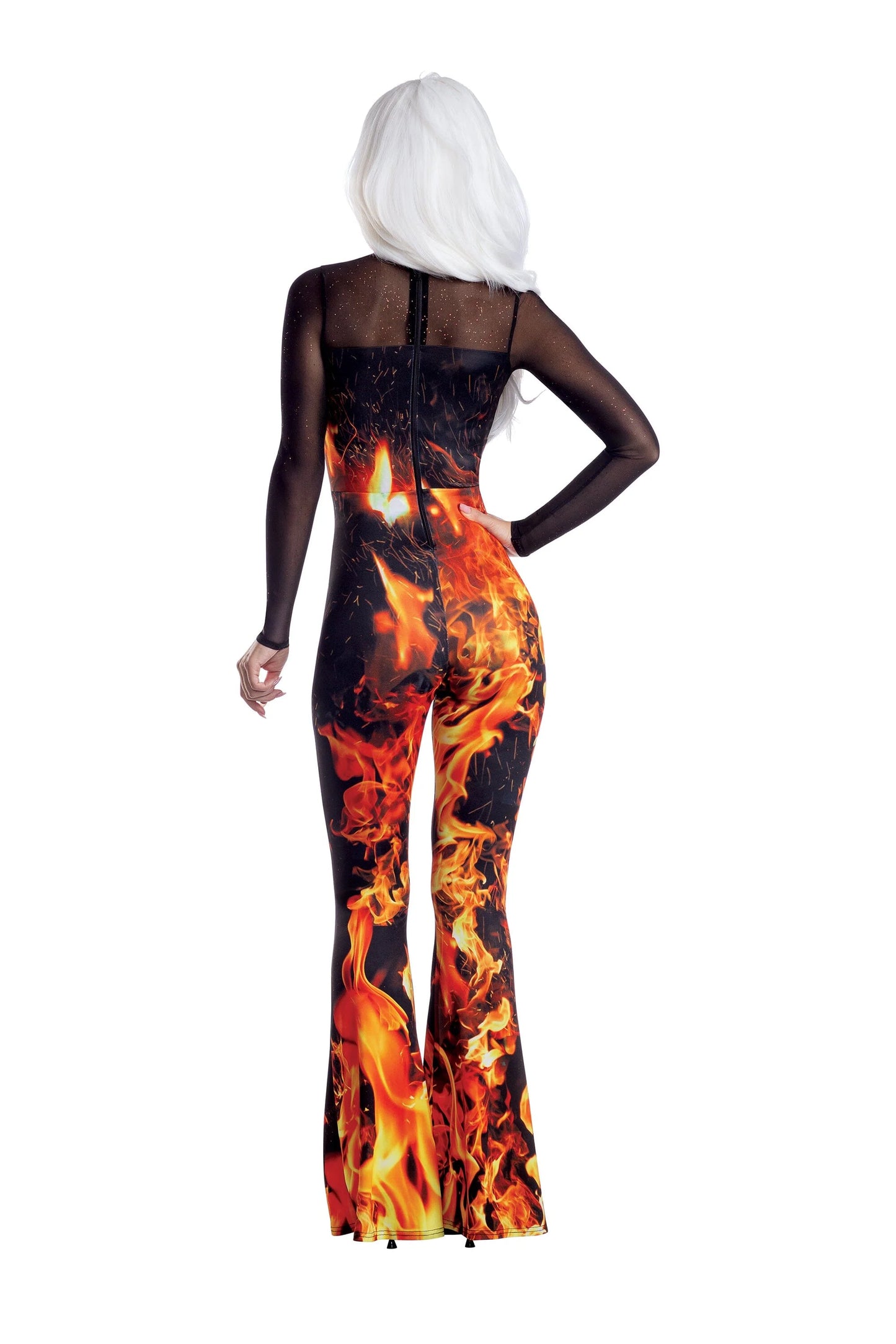13716 Dreamgirl Flame Jumpsuit with Mesh Neckline Women’s Costume