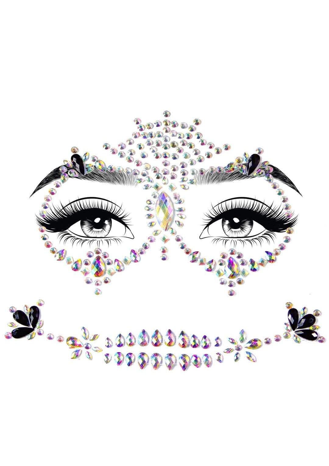 EYE024 Calavera Skeleton Face Jewels Sticker