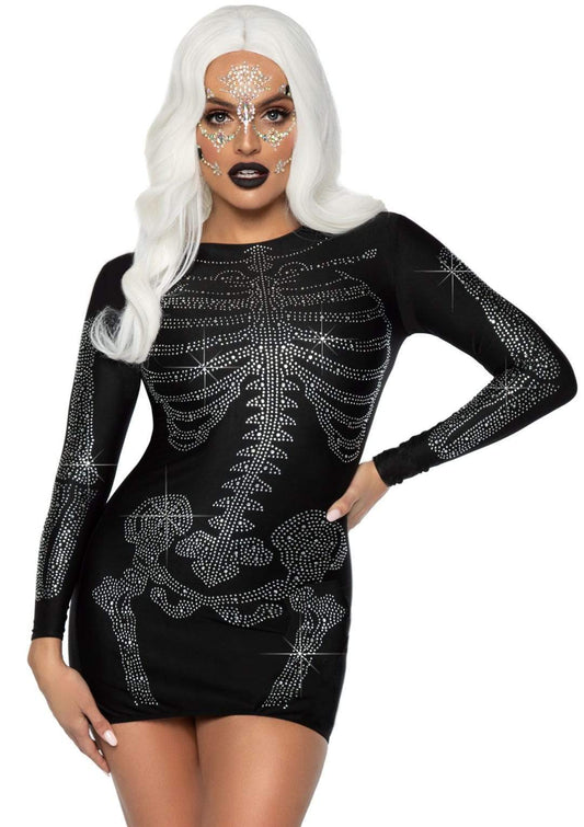 86928 Rhinestone Skeleton Dress
