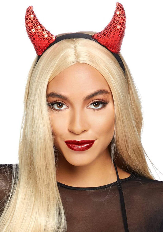 a1535 Sequin Devil Horns Headband