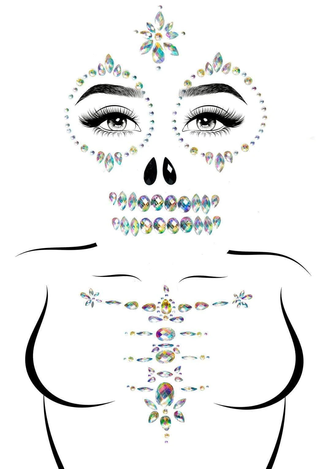 Eye032 Skeleton Rhinestone Stick-On Jewels