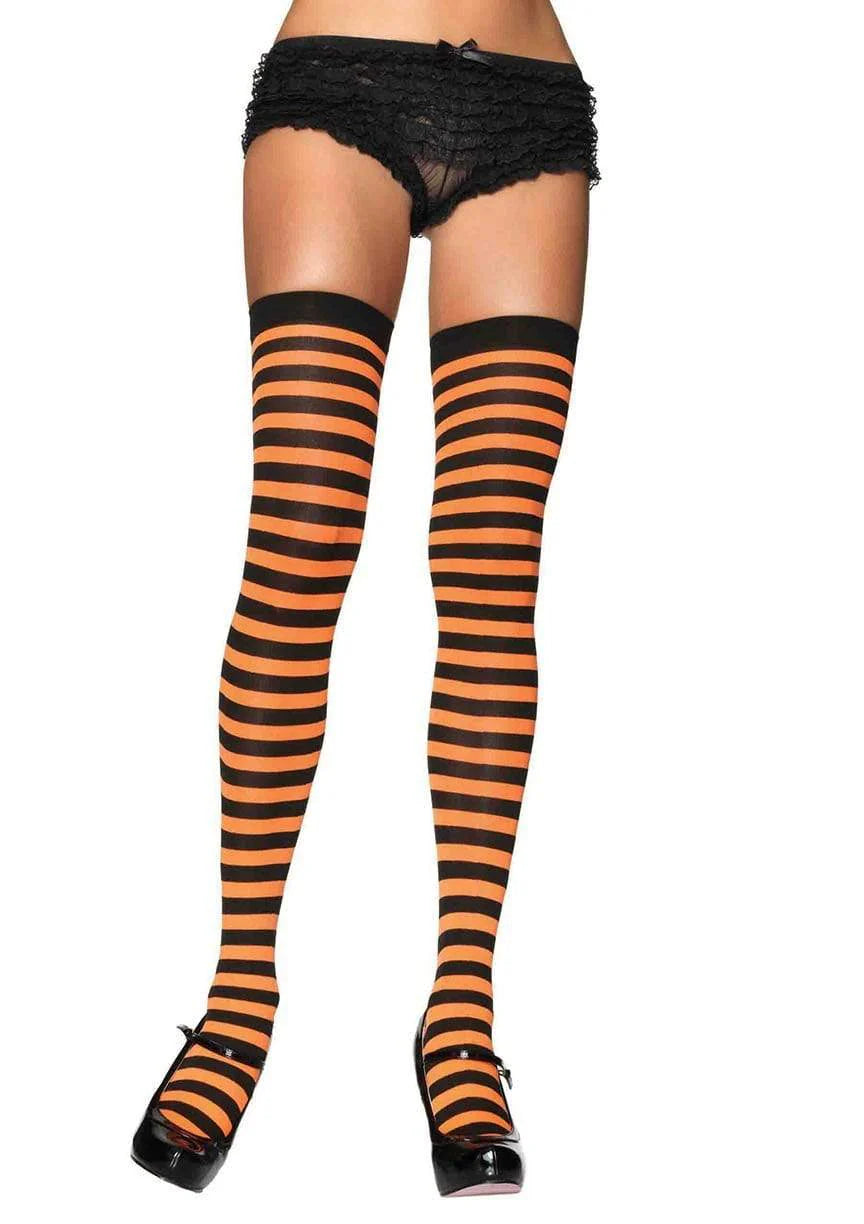 6005 Cari Striped Stockings Orange and black