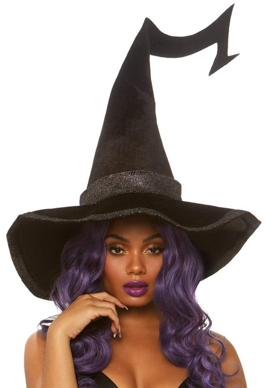 A2874 Bewitched Velvet Witch Hat With Sparkling Trim