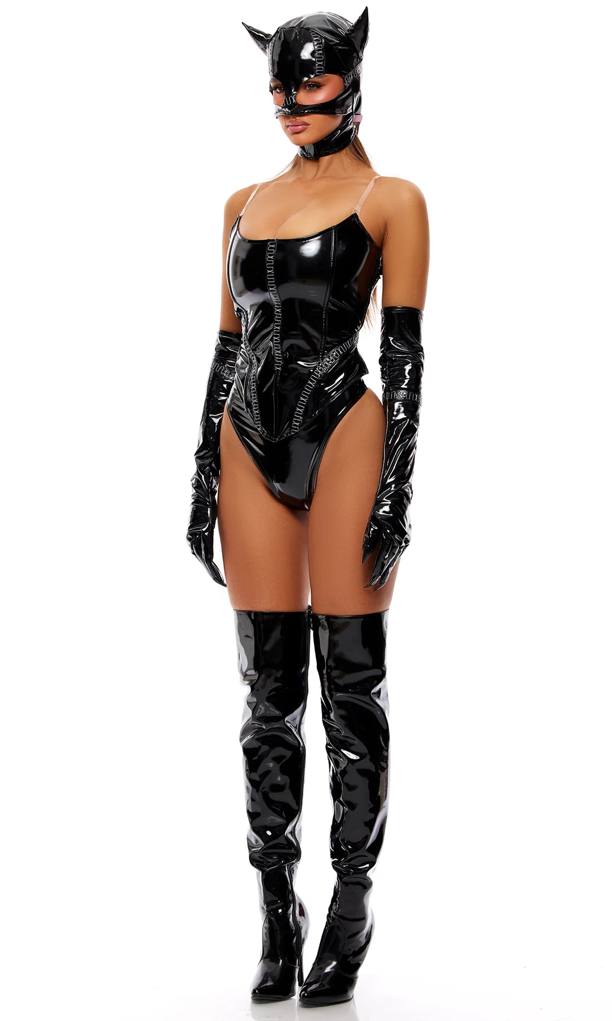 526058 Feral Femme 4-Piece Cat Villain Costume Set