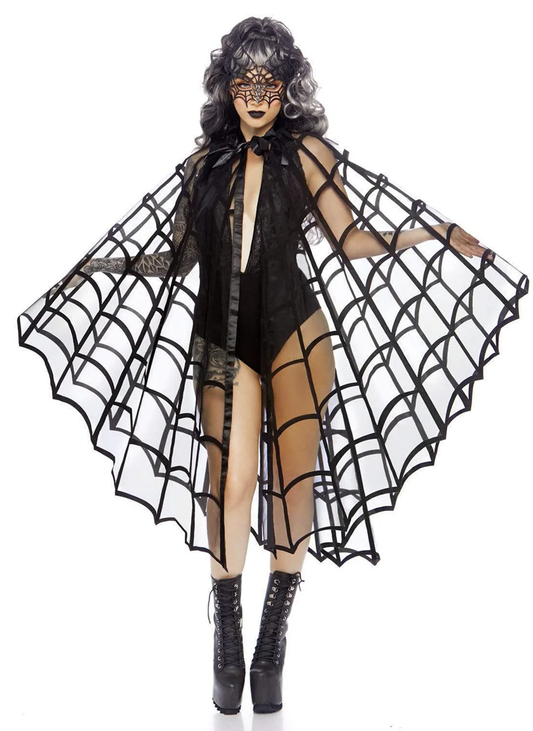 86868 Velvet Spider Web Cape Costume Poncho