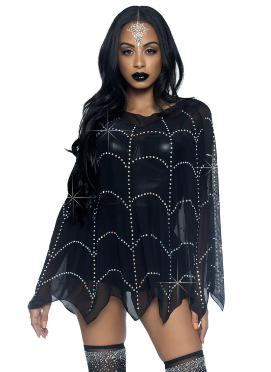 87082 Spider Web Rhinestone Costume Poncho