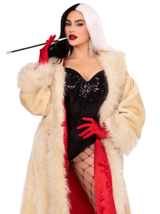 87309 Villainess Satin Lined Faux-Fur Coat