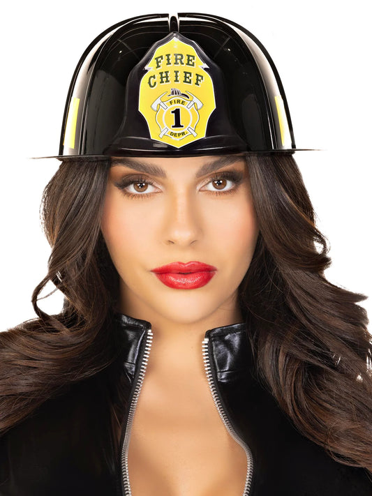 A1520 Black Fire Chief Costume Hat