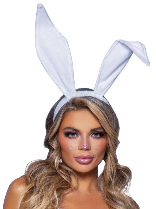 a6828 Bendable Velvet Bunny Rabbit Ear Headband White