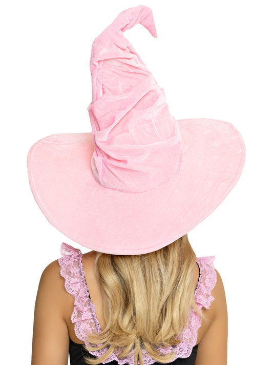 A2903 Velvet Ruched witch hat. pink