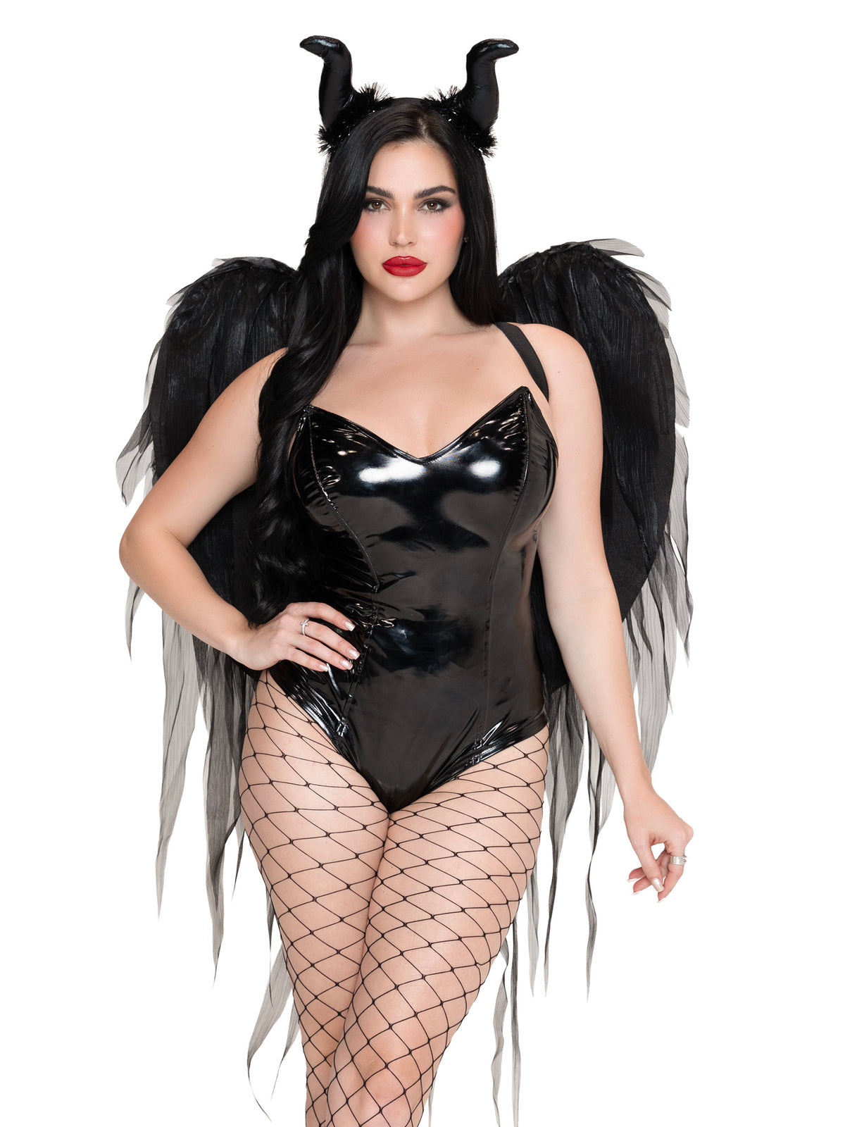 A2923 Dark Enchantress Chiffon Wings and Horn Headband.