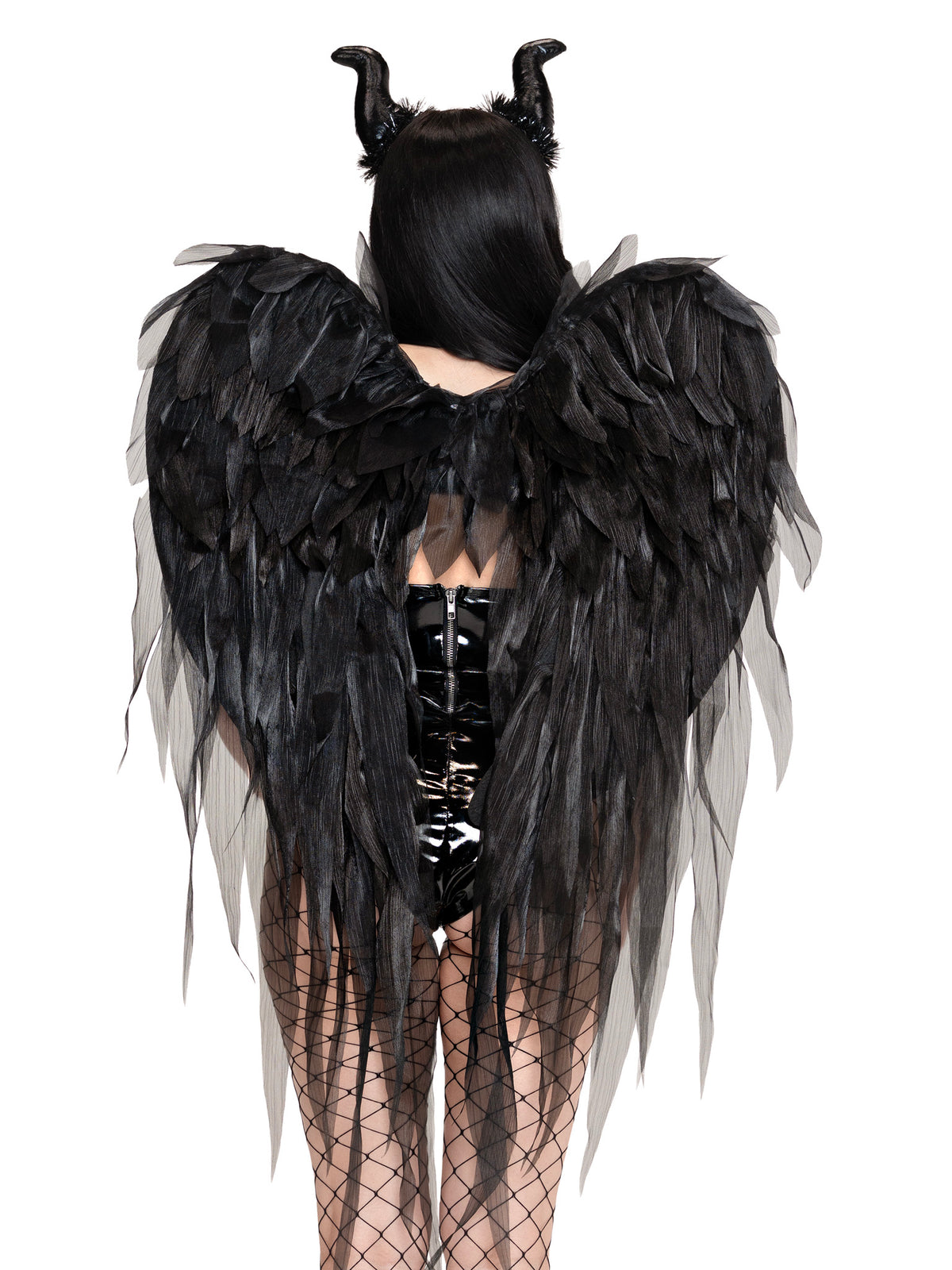 A2923 Dark Enchantress Chiffon Wings and Horn Headband.