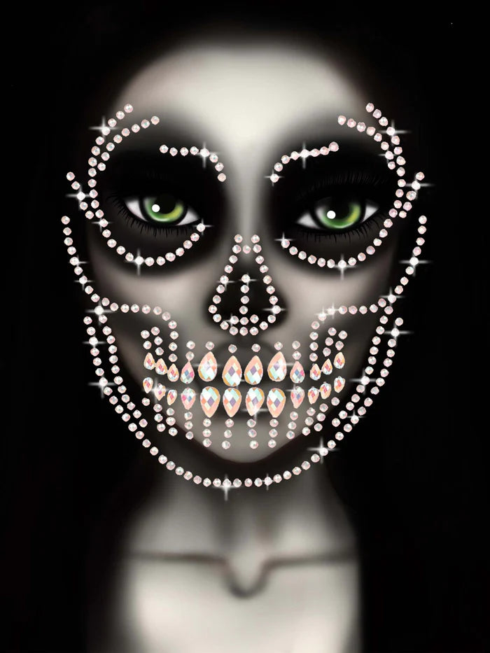 Eye048 Glow in the Dark Skull Face Jewels Sticker