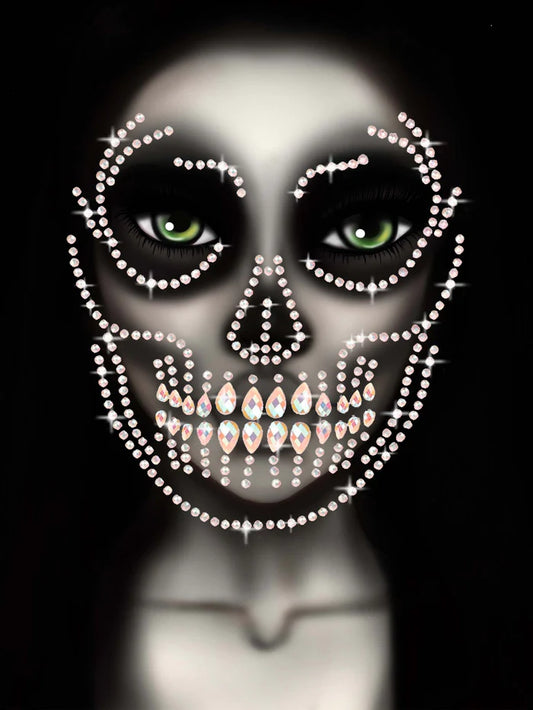 Eye048 Glow in the Dark Skull Face Jewels Sticker