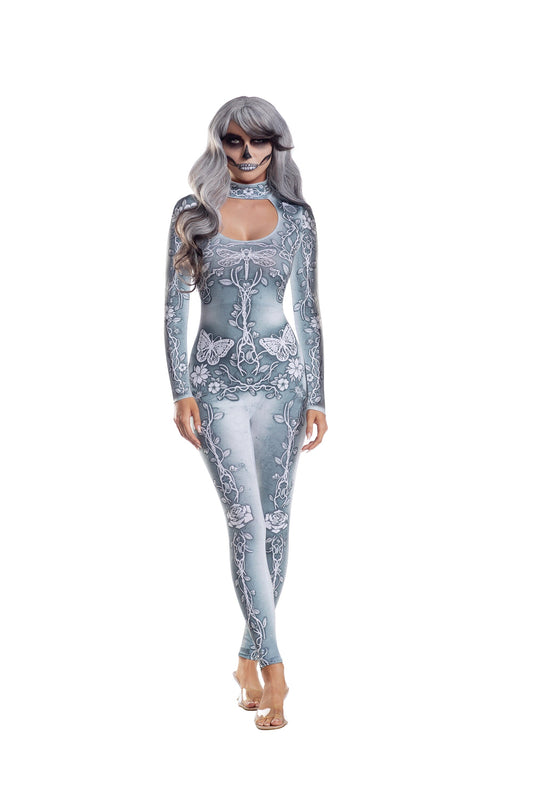 13813 Dreamgirl Beautiful Bones Sublimated Jumpsuit Women’s Costume
