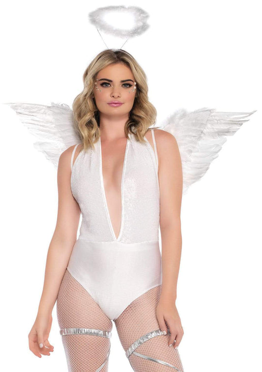 2065 Feather Angel Wings & Halo Accessory Kit White