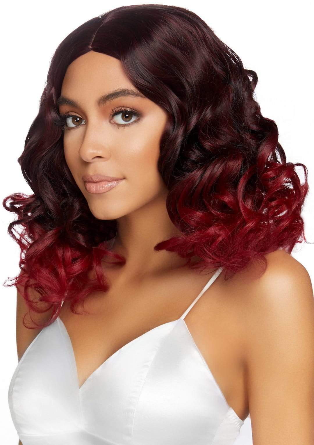 a2865 Peluca Bob Largo Rizado Ombré de 18" red