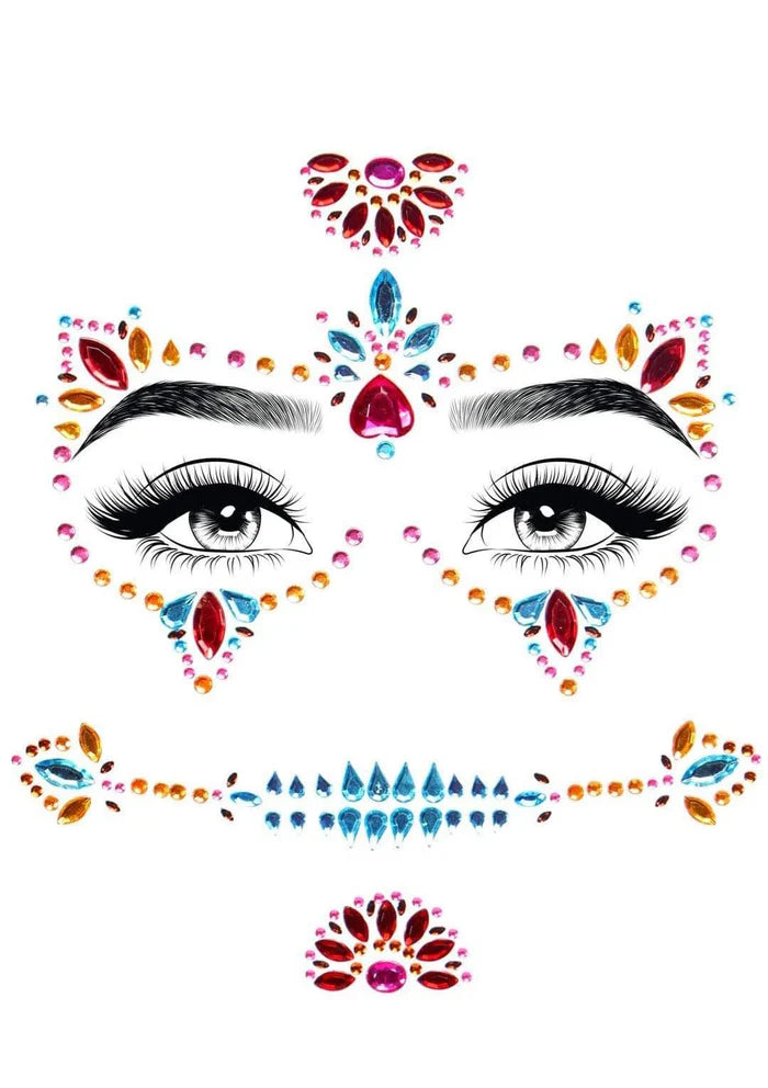 Eye020 Day of the Dead Skeleton Face Jewels