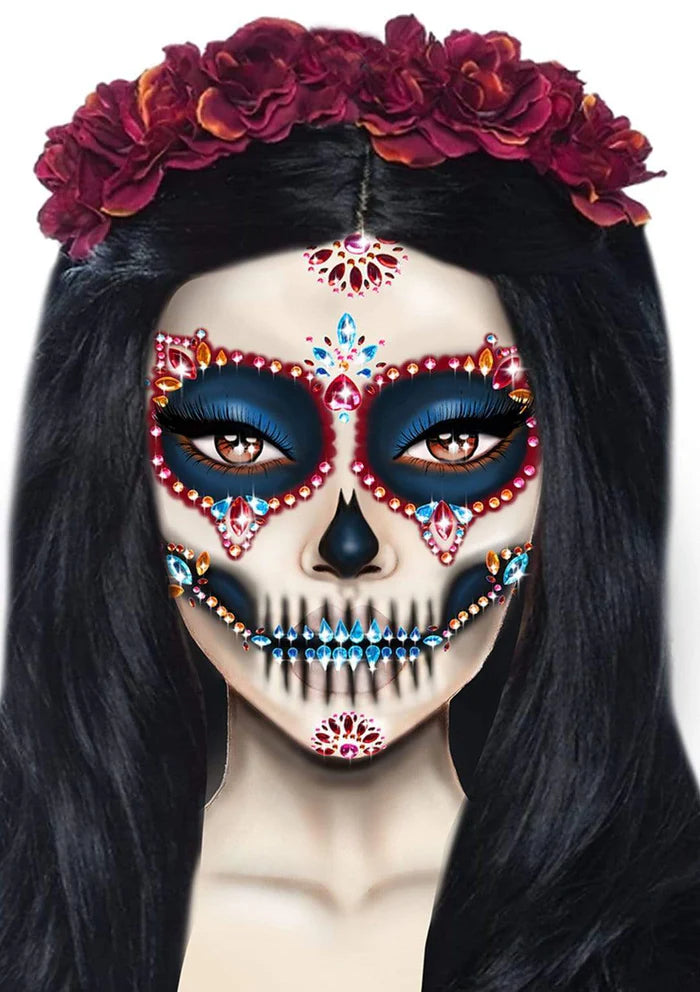 Eye020 Day of the Dead Skeleton Face Jewels