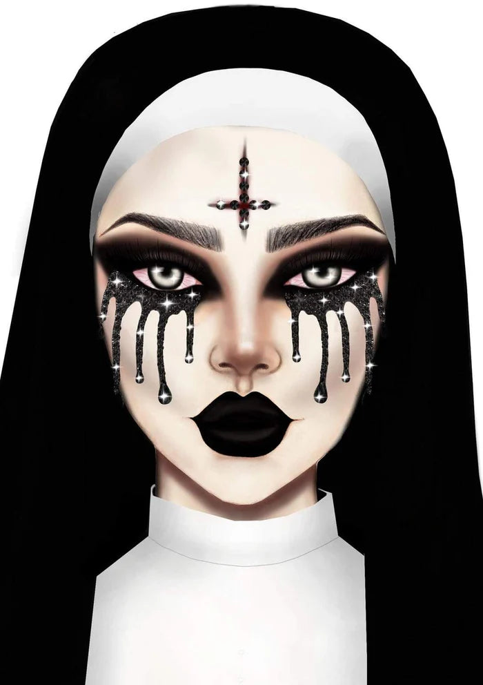 Eye038 Evil Nun Rhinestone Stick-On Jewels
