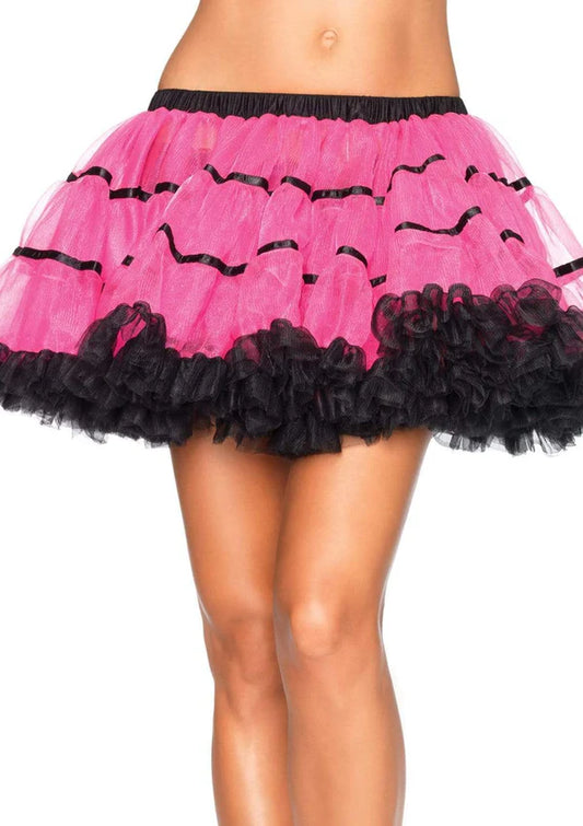 A1711 Layered Satin Striped Tulle Petticoat Skirt