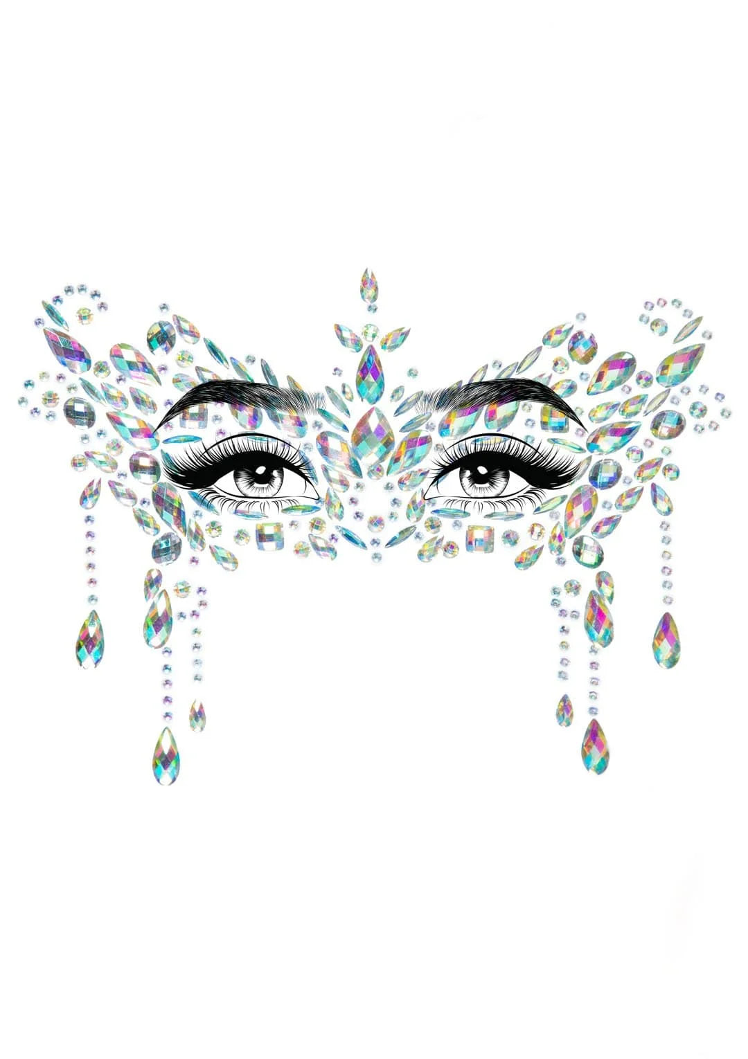 EYE033 Antifaz Mascarada con Piedras de Fantasía Adhesivas cristal