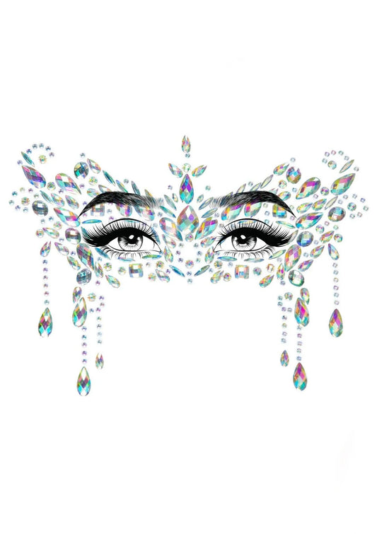 EYE033 Antifaz Mascarada con Piedras de Fantasía Adhesivas cristal