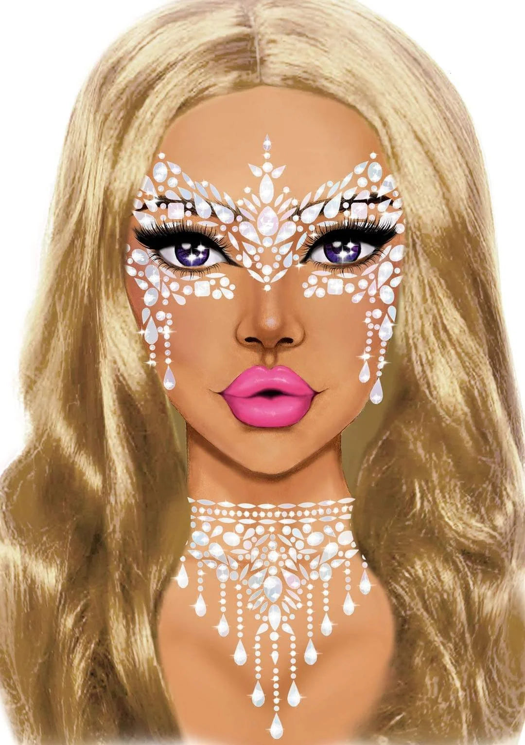 EYE033 Antifaz Mascarada con Piedras de Fantasía Adhesivas cristal