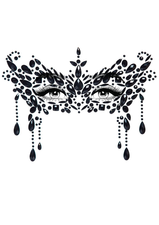 EYE033 Antifaz Mascarada con Piedras de Fantasía Adhesivas negro
