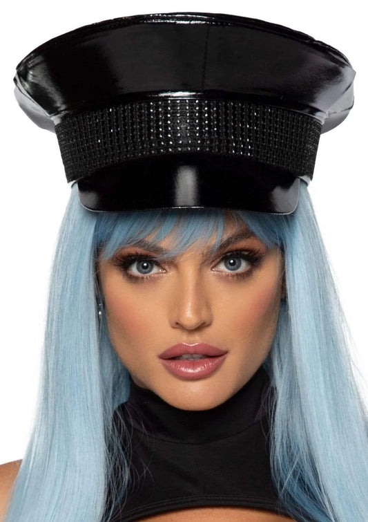 2772 Gorro Militar con Detalles de Brillantes negro
