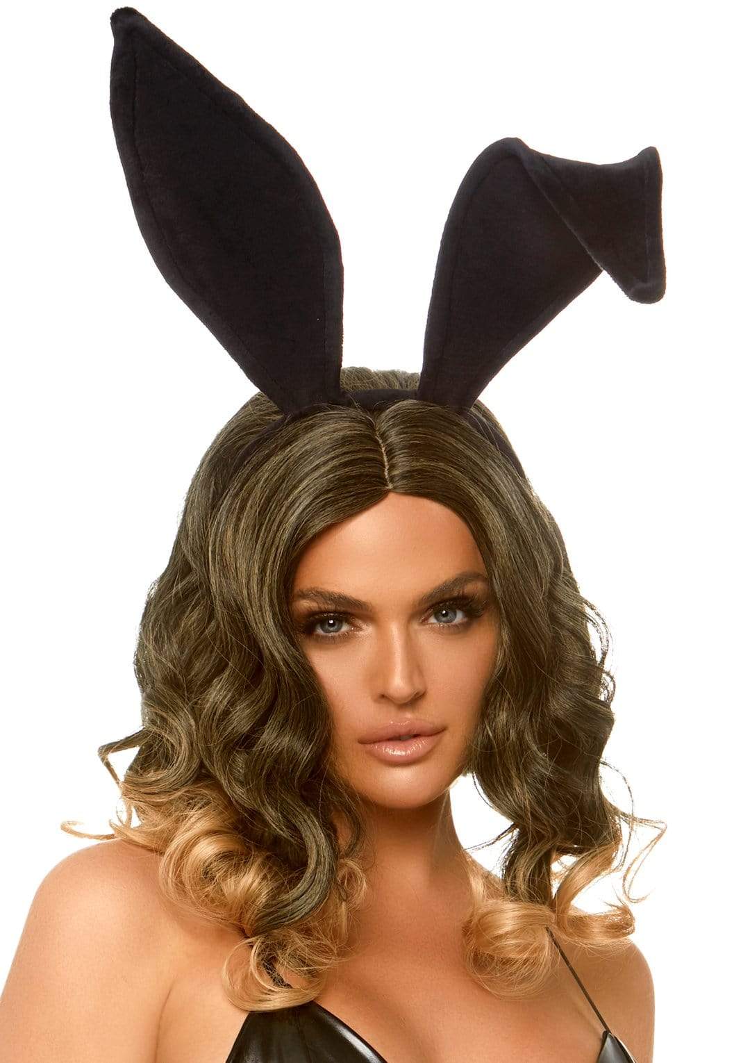 a6828 Bendable Velvet Bunny Rabbit Ear Headband Black